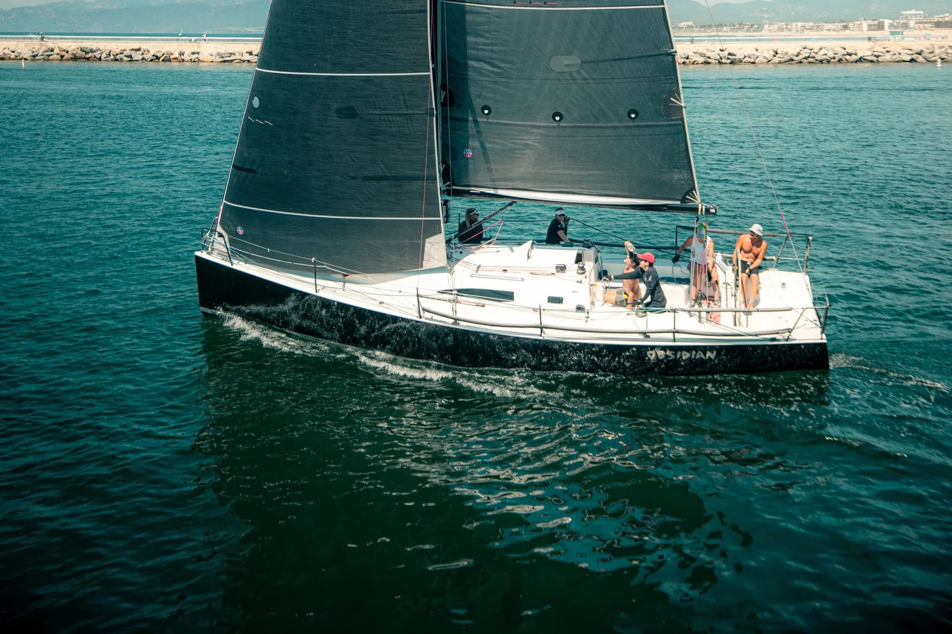 Sailboat underway off Marina del Rey, California