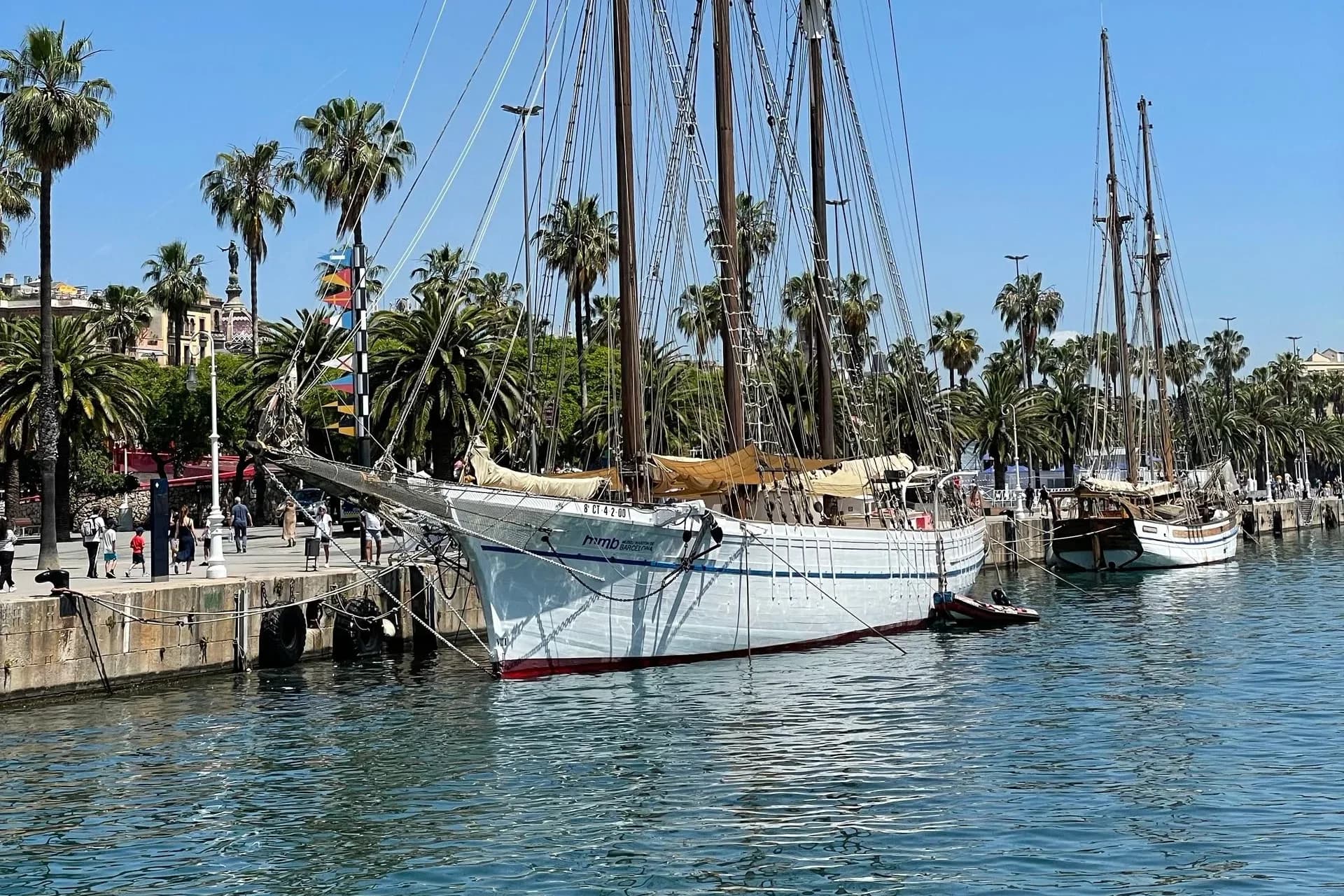 Sailing ship moored at the waterfront in Barcelona, Spain