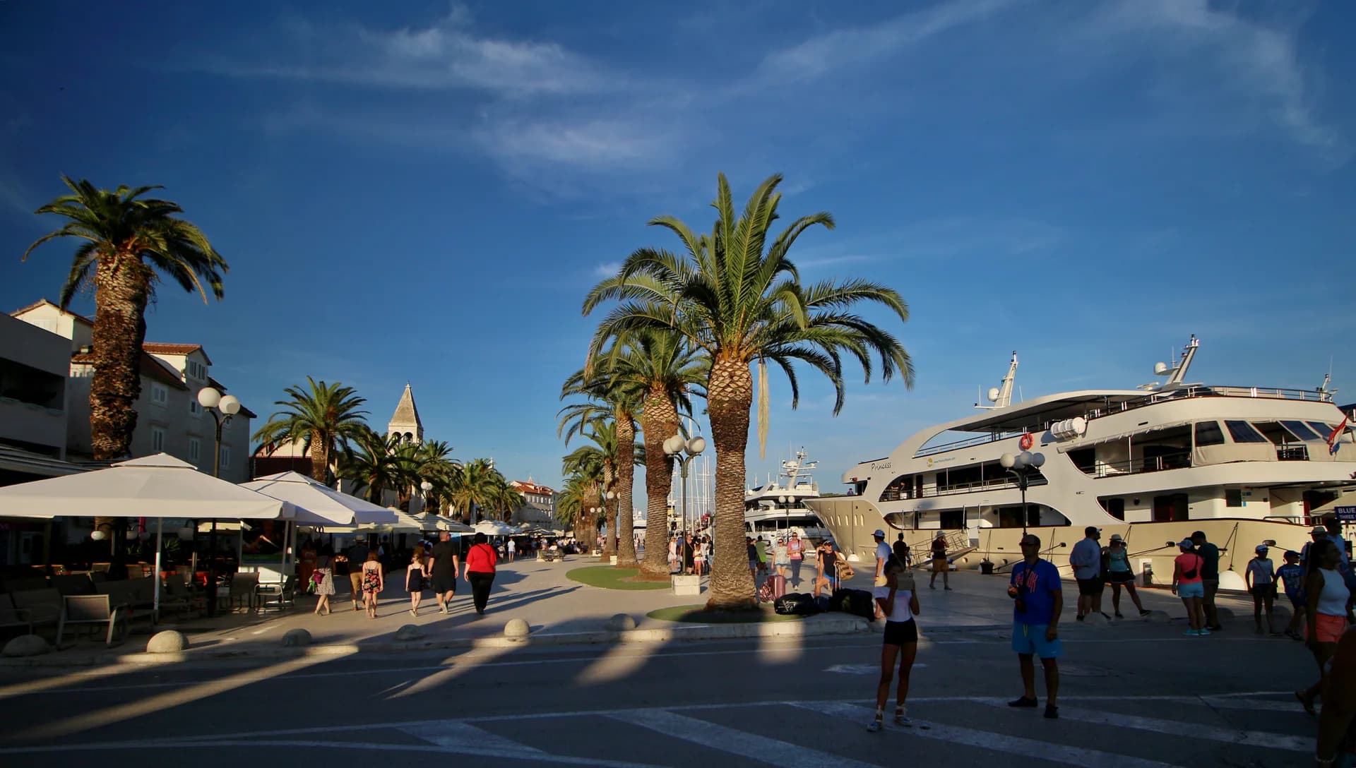 Waterfront promenade and harbor in Trogir, Croatia