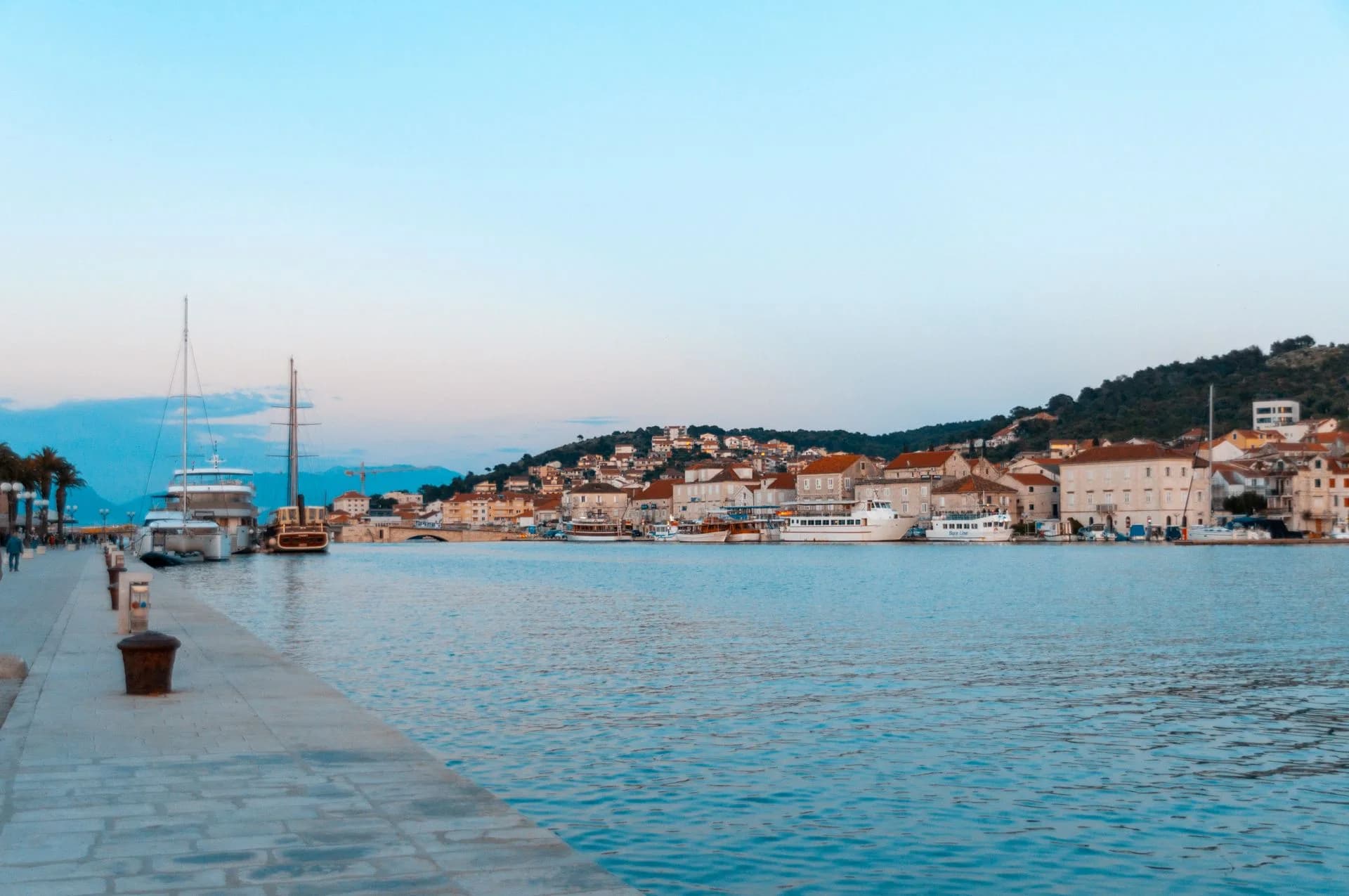Harbor and historic waterfront of Trogir, Croatia